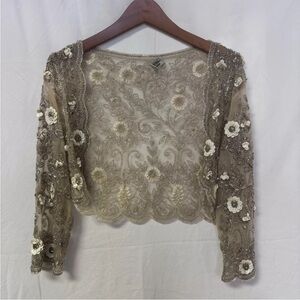 Embellished Anthropologie BHLDN Moyna Sheer Floral Jacket.